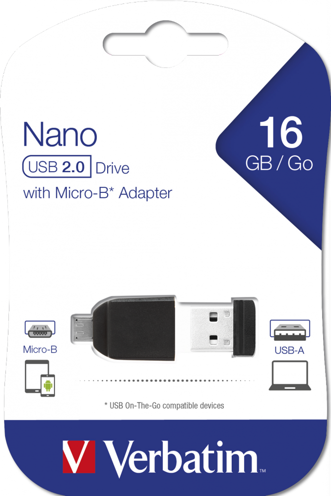 16 GB NANO USB-station met micro USB-adapter