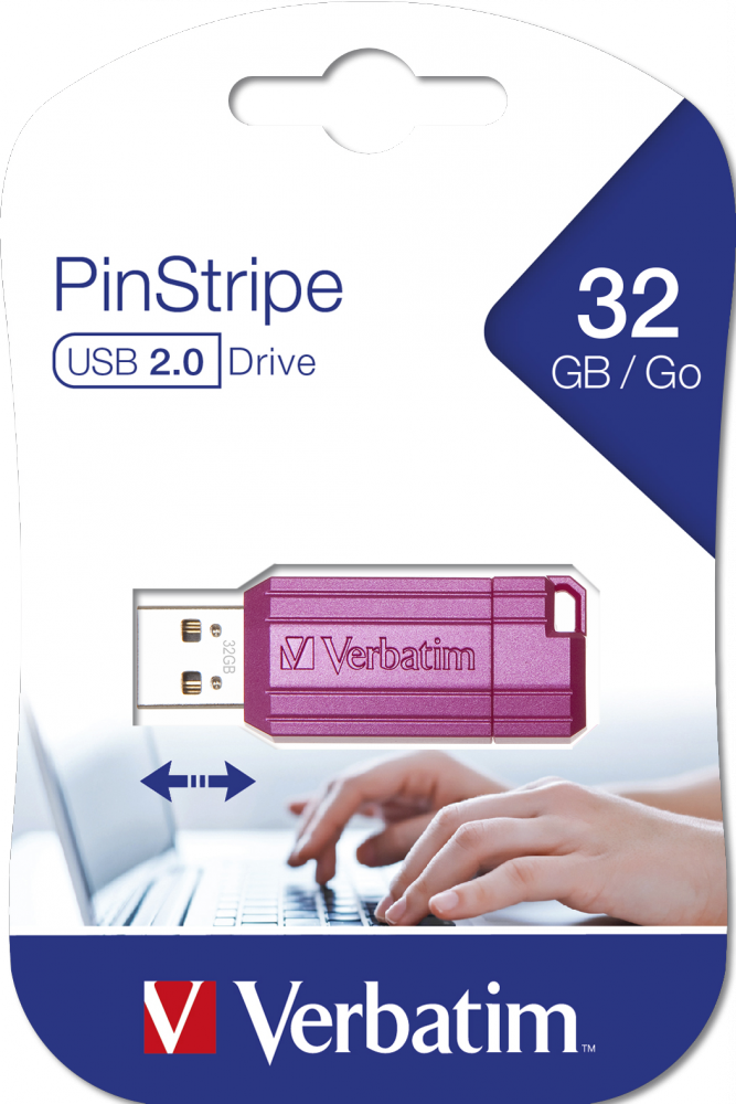 PinStripe USB Drive 32 GB Hot Pink