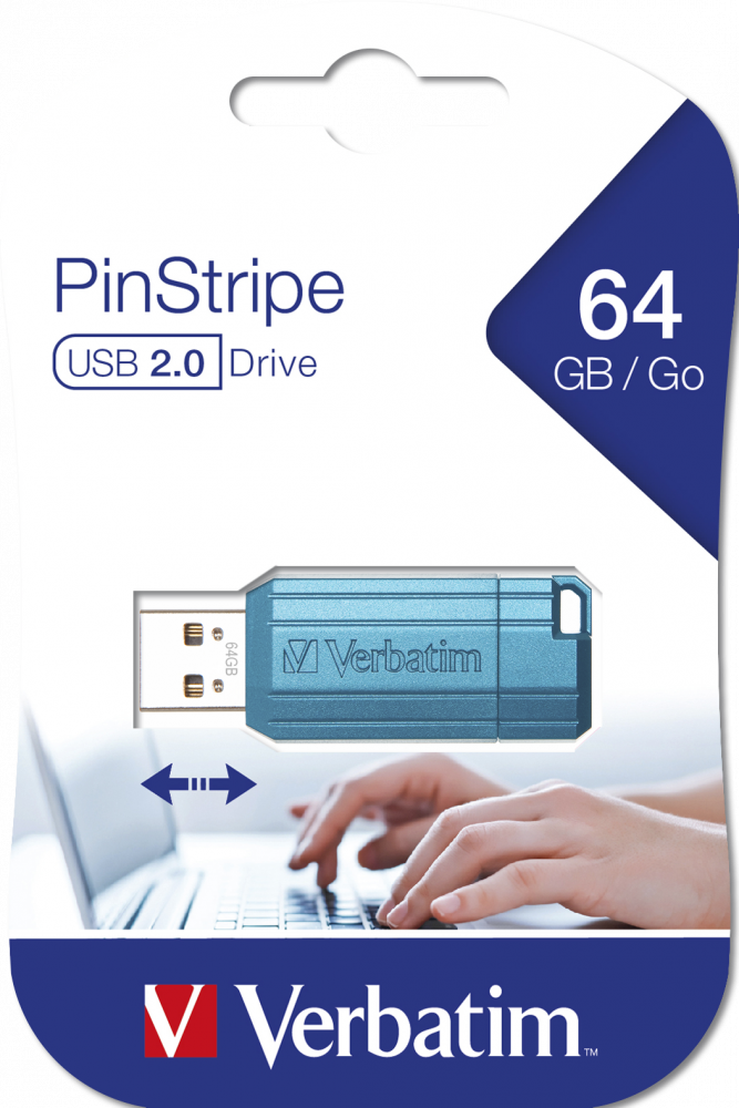 PinStripe USB Drive 64 GB Caribbean Blue