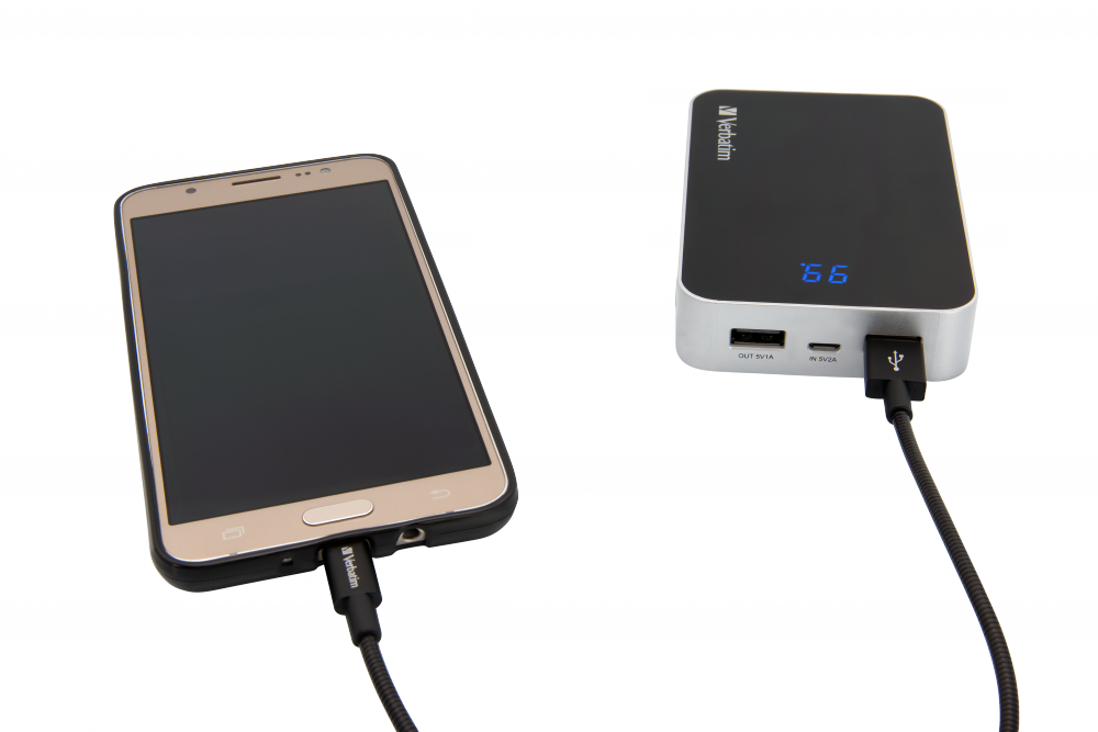Micro-USB synchronisatie- & oplaadkabel van Verbatim 30cm zwart