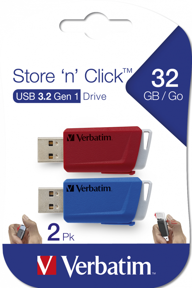 Store 'n' Click USB stick 2 x 32 GB Red / Blue