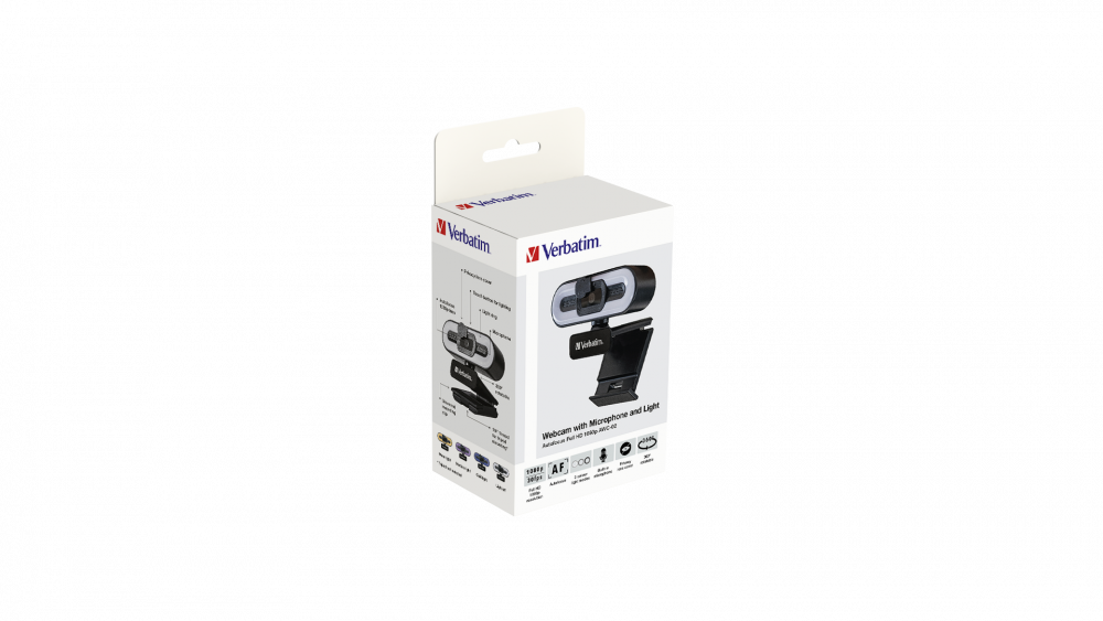 Webcam met microfoon en verlichting Autofocus Full HD 1080p AWC-02